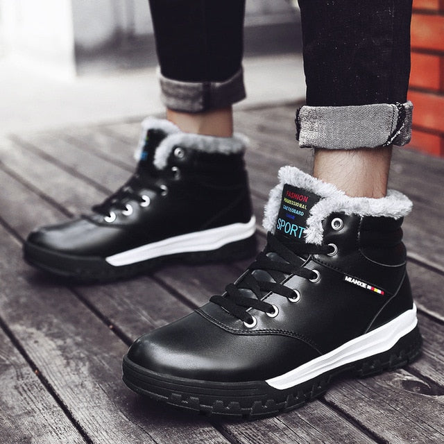 Winter Shoes Men Warm Outdoor Non-slip PU Rain Snow - Image 4